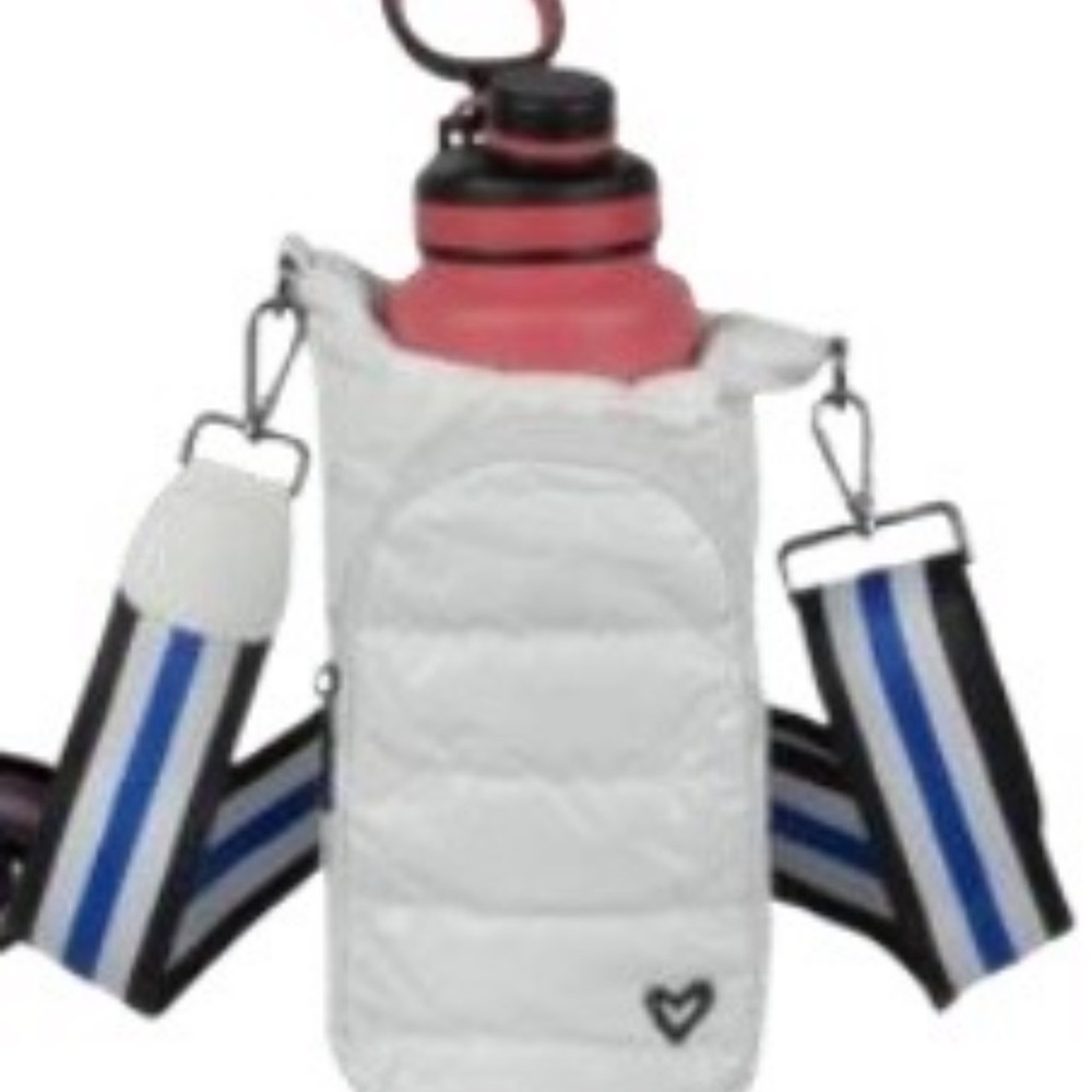 Hipster White Insulated Water Bottle Crossbody Bag with Strap